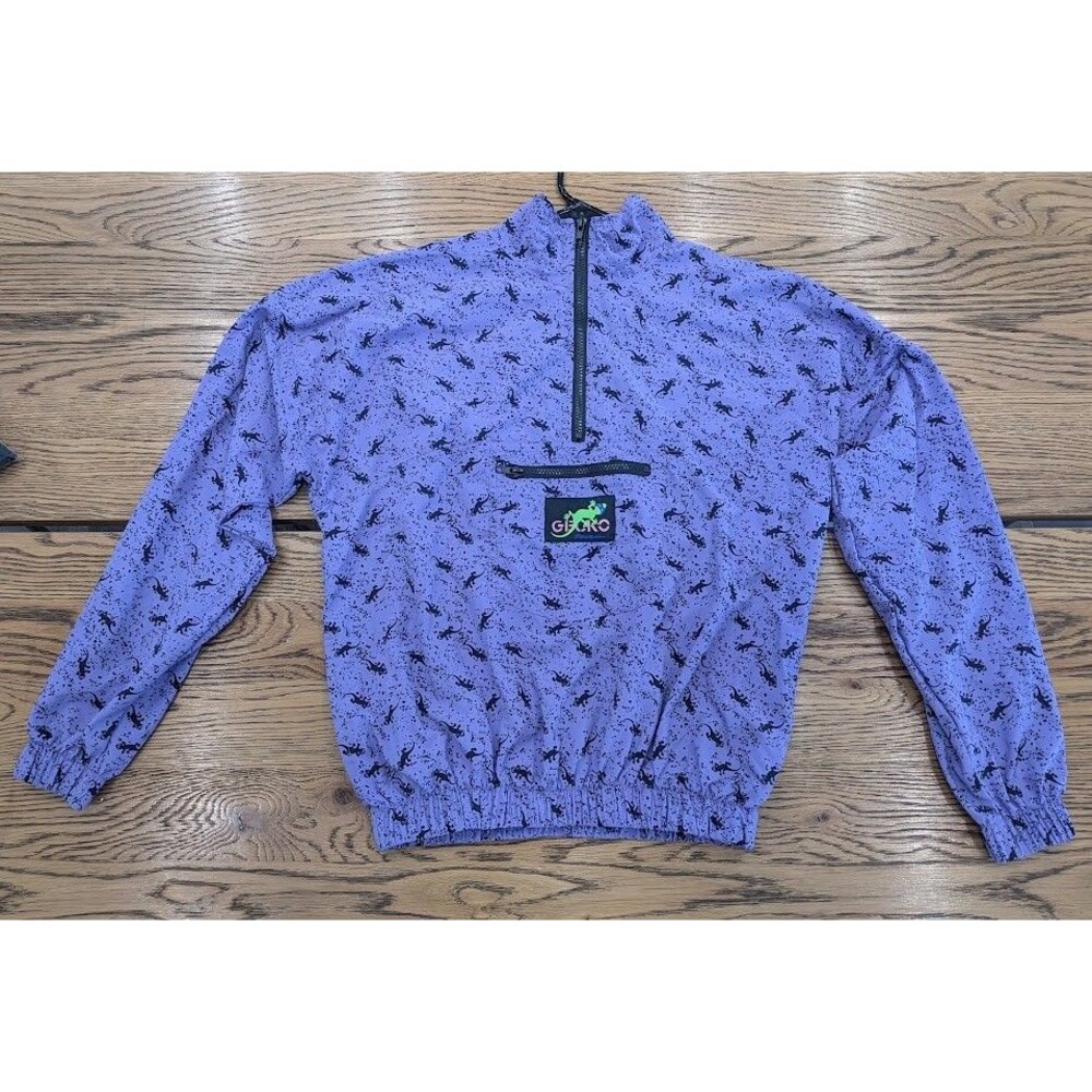 Vintage Gecko Hawaii Windbreaker Jacket Purple Gecko Print Pullover Small